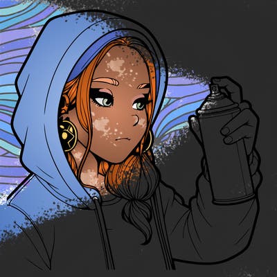 a realistic girl, spray painting