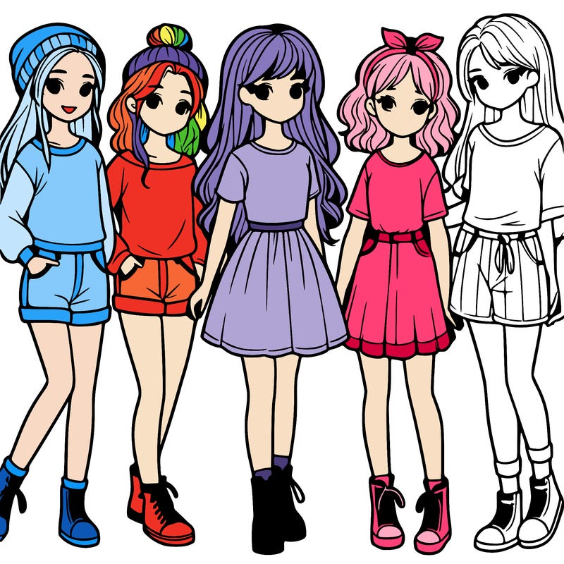 a group of five girls