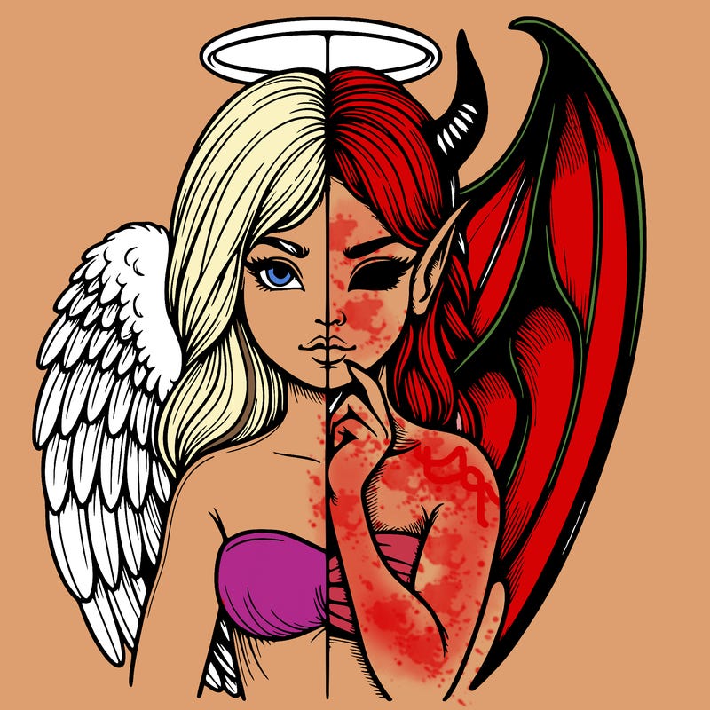 realistic angel half demon