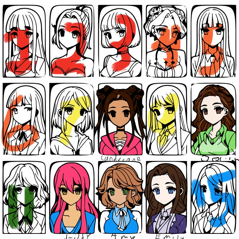 girls that look diffrent anime