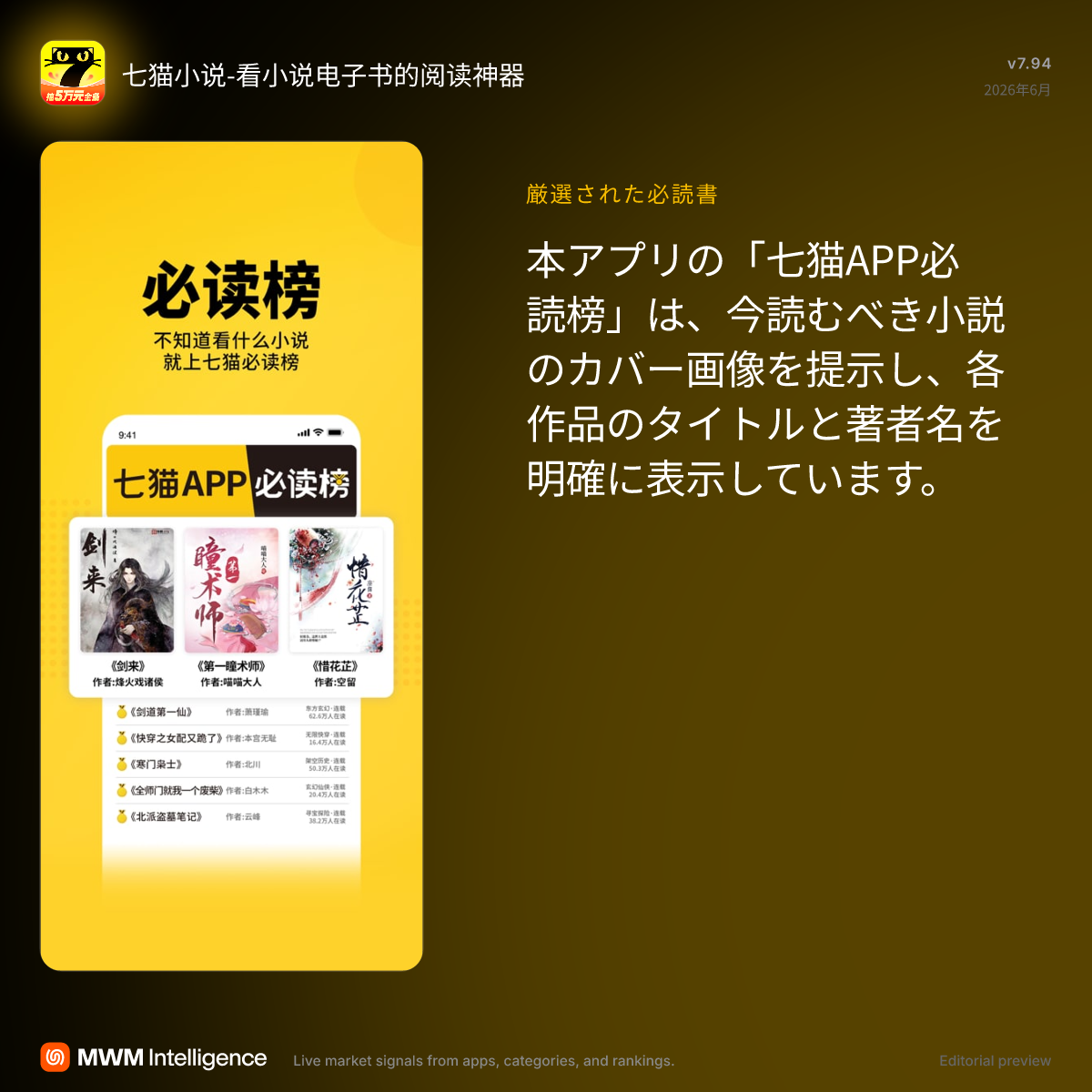七猫小说-看小说电子书的阅读神器 - ブックアプリ | MWM