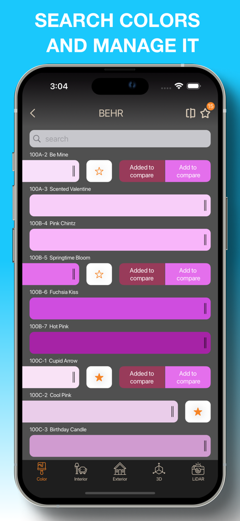 Master 3D Color. RAL PPG BEHR - Searching and comparing BEHR paint colors in the Master 3D Color app