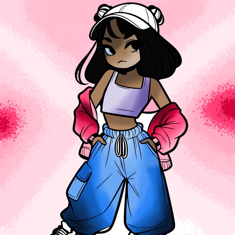 girl in crop top and baggy pants