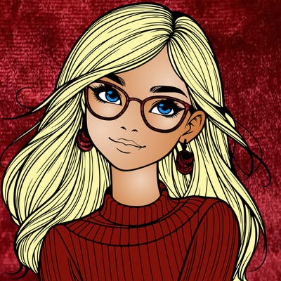 realistic girl with glasses