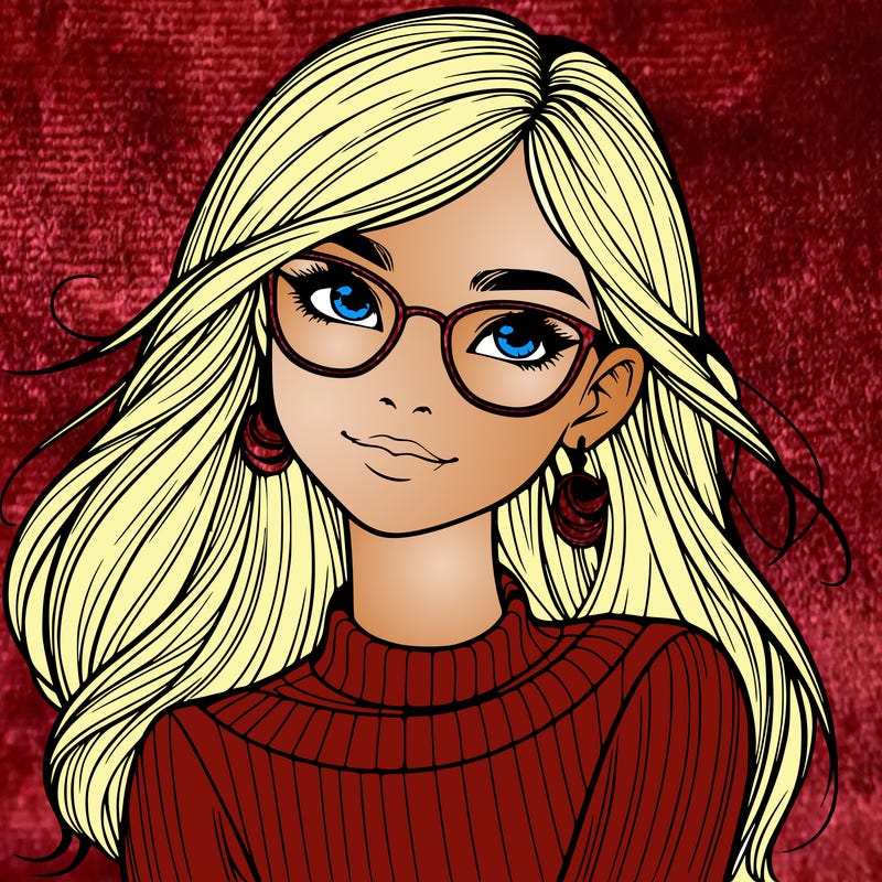 realistic girl with glasses