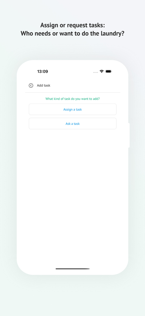 Teamy App-Bildschirm zum Zuweisen und Anfordern von Teamaufgaben