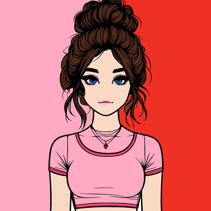 realistic girl with messy bun and croptop
