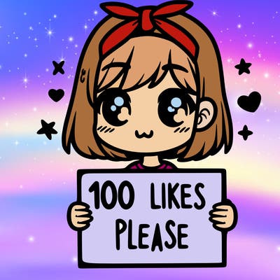girl holding sign saying 100 likes please