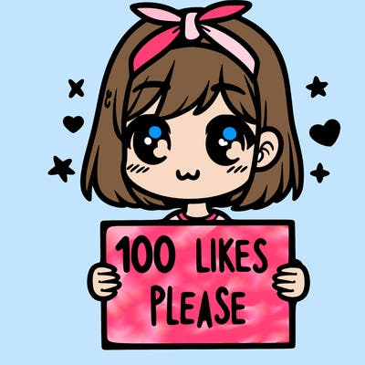 girl holding sign saying 100 likes please