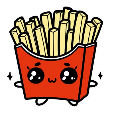 a cute. french fries