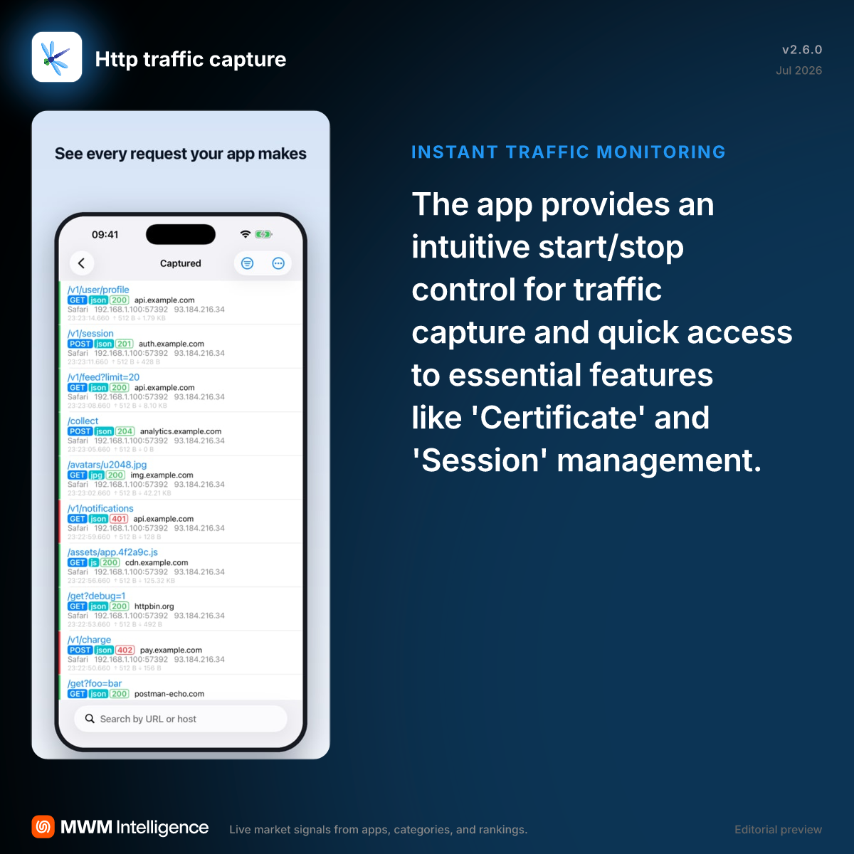 Http traffic capture - Developer Tools App | MWM