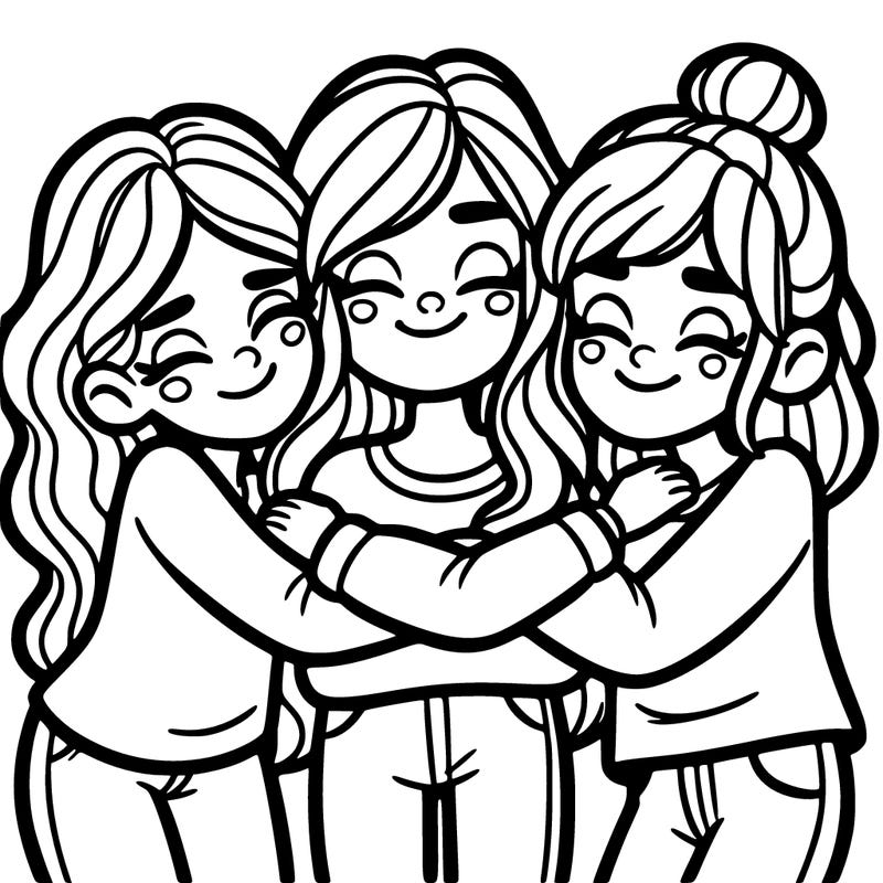 three best friends hugging