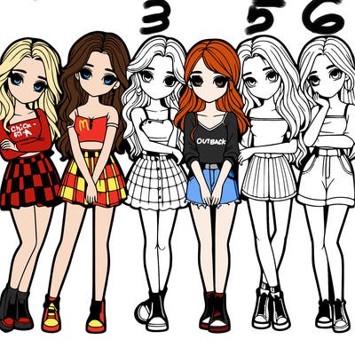 a group of girls realistic