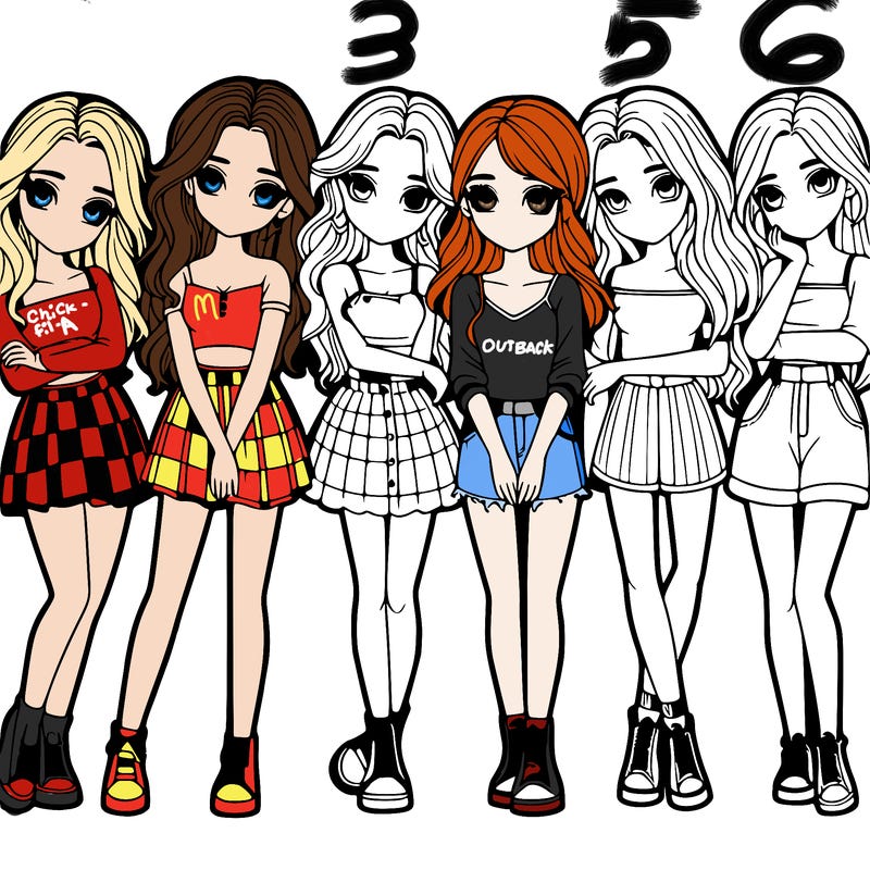 a group of girls realistic