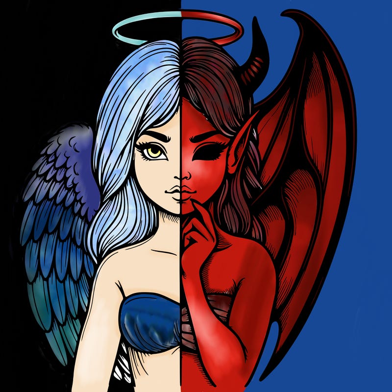 realistic angel half demon