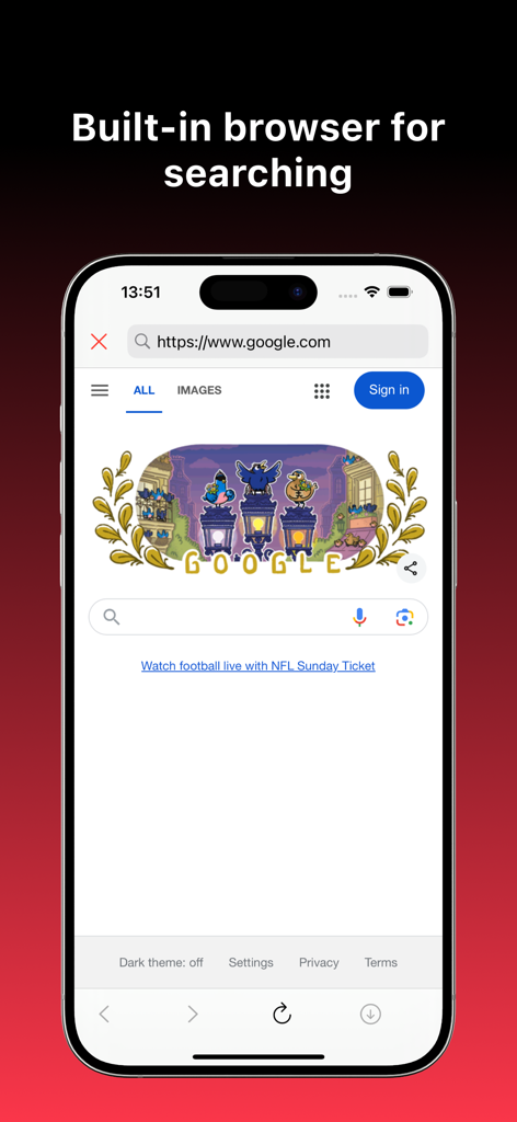 Music App: offline player - Navegador web integrado para buscar y descargar archivos de música dentro de la aplicación reproductor sin conexión.