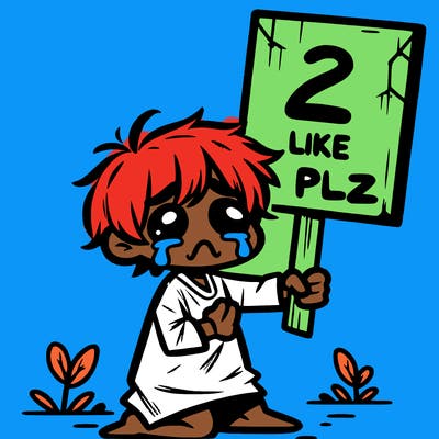 small poor toddler crying with sign that says 2 like plz
