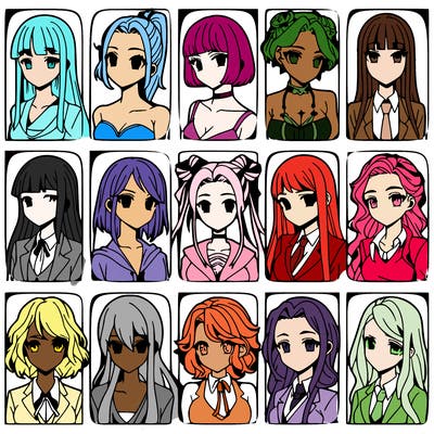 girls that look diffrent anime