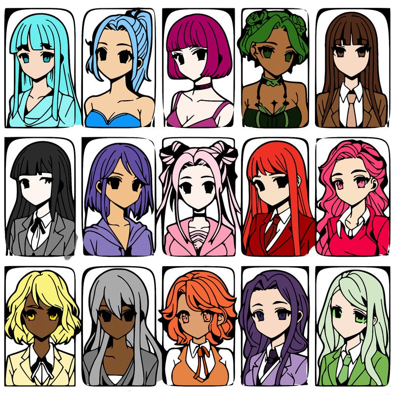 girls that look diffrent anime