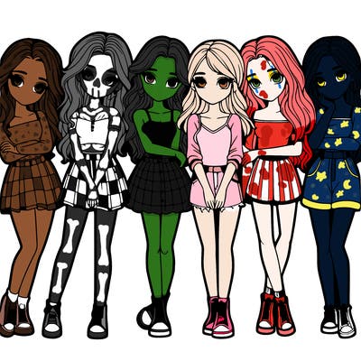 a group of girls realistic