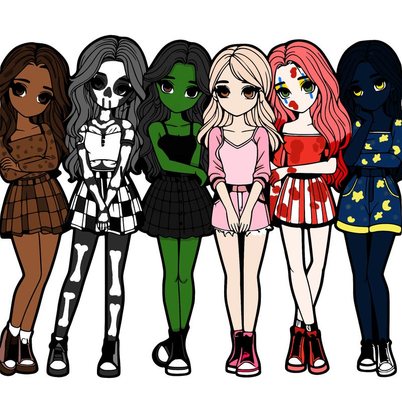 a group of girls realistic