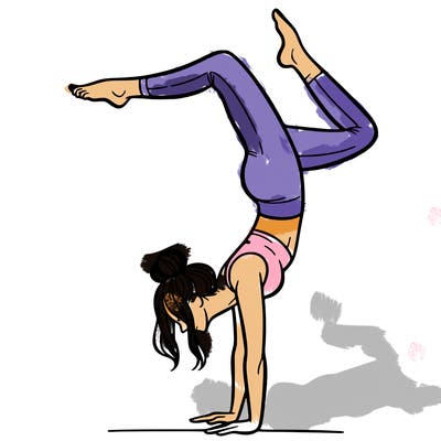 a woman doing a handstand