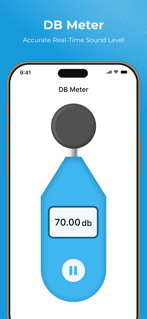 Water Ejector : Water Eject - Water Ejector app interface showing a real-time decibel meter for measuring sound levels