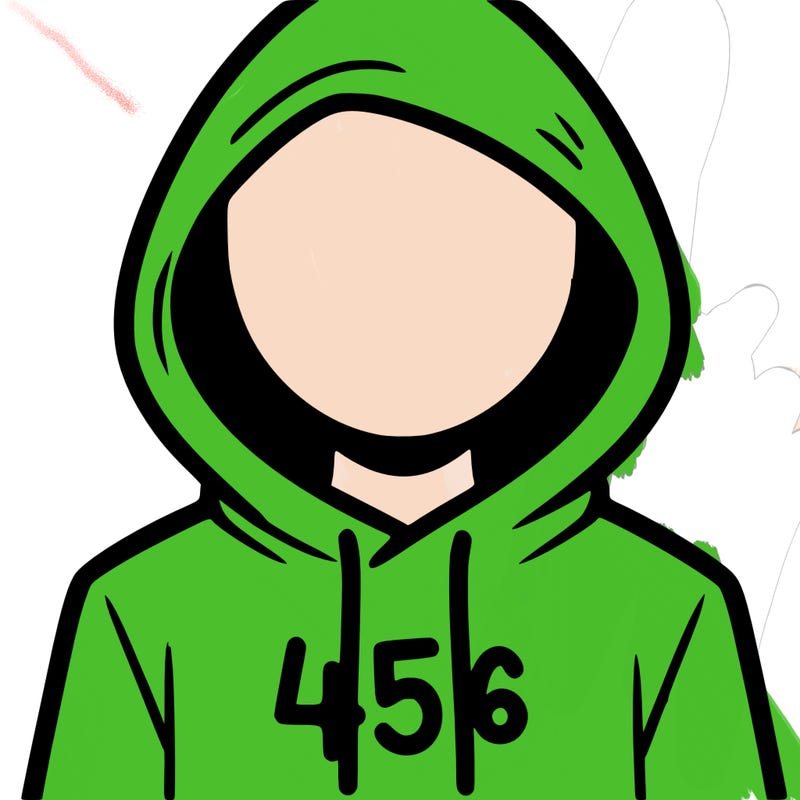 a person with non face waering a hoodie with a 456 symbol