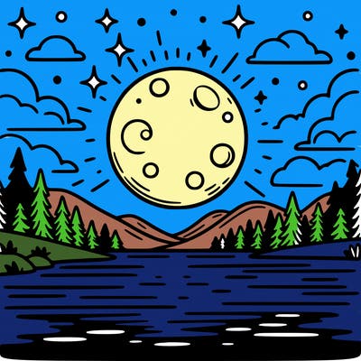 moonlight shining on a lake