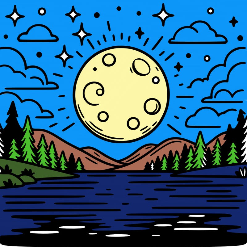 moonlight shining on a lake