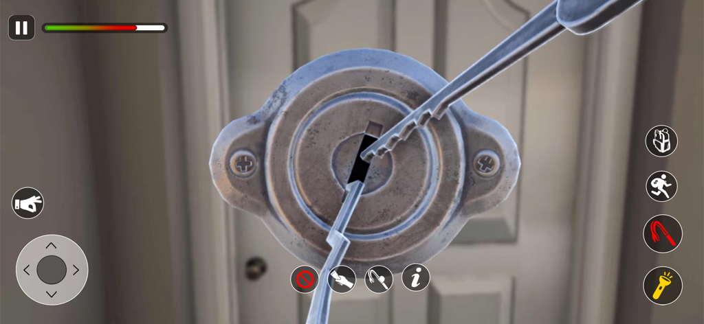 Crime City Gangster Mafia Game - First person view of a player using lock picks to break into a house in Crime City Gangster Mafia Game