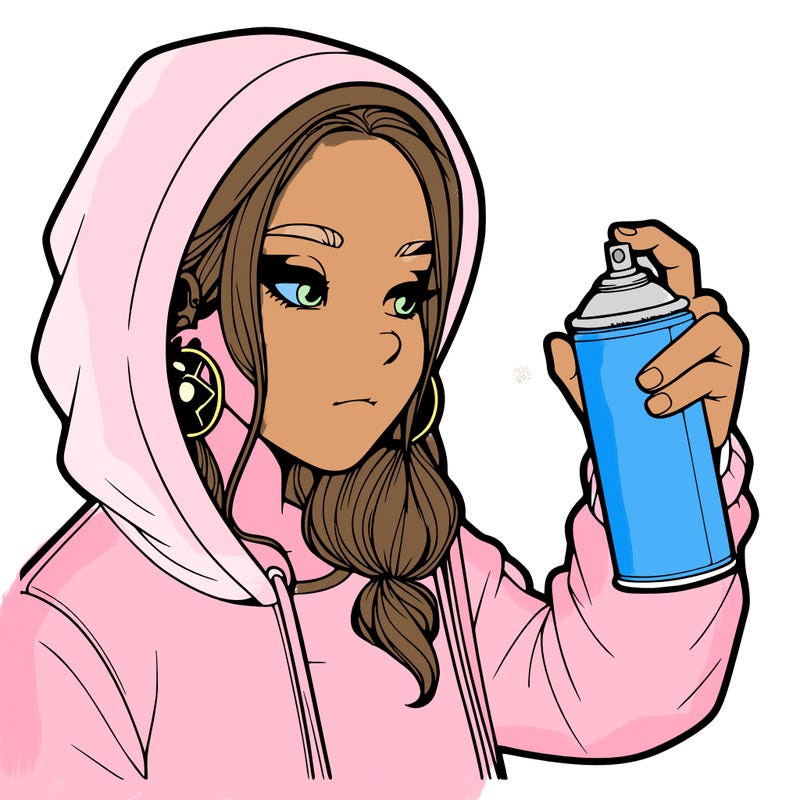 a realistic girl, spray painting