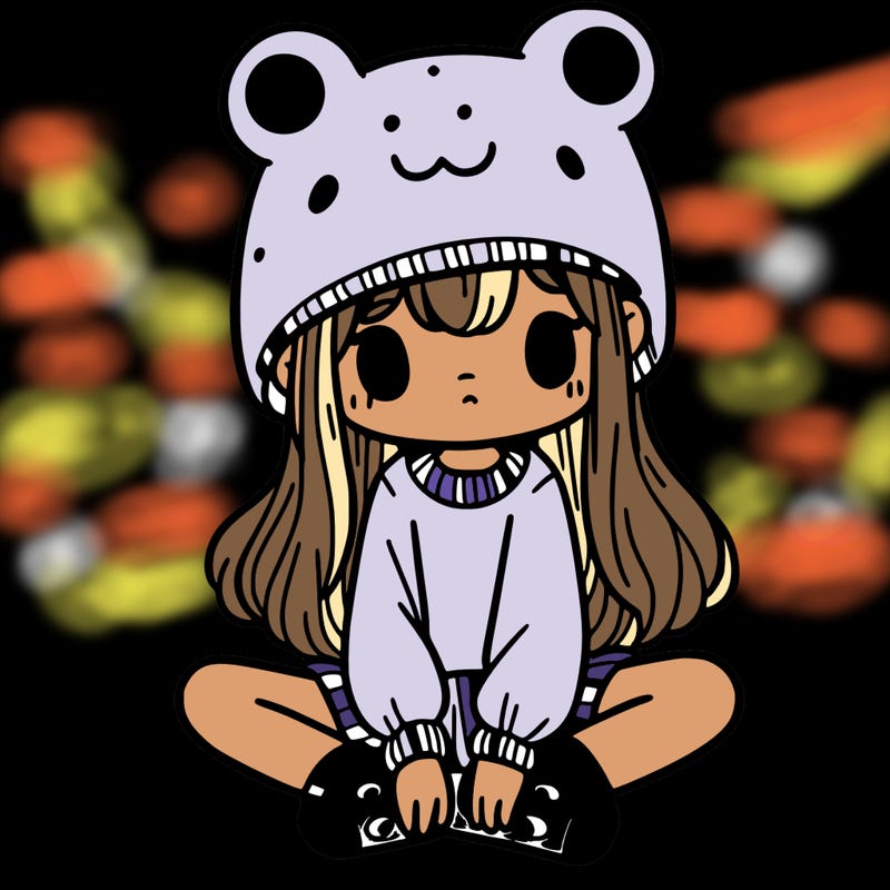 a girl wearing a frog hat and some frog socks