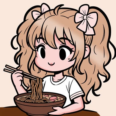 a girl eating ramen