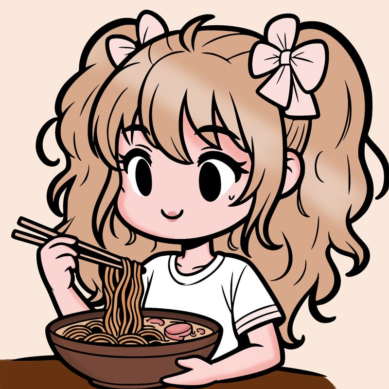 a girl eating ramen