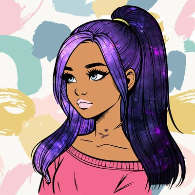 realistic girl with a high ponytail