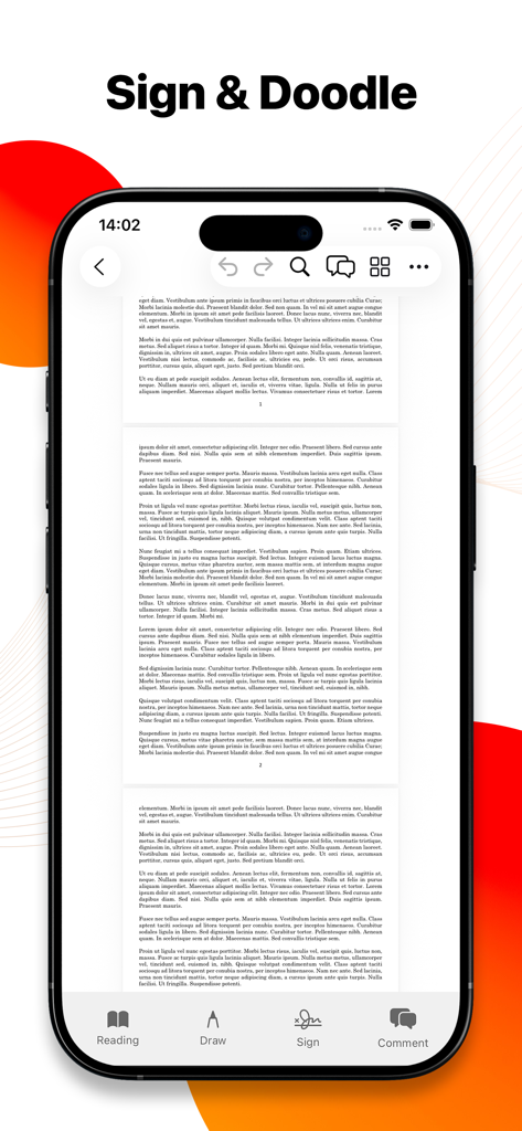 Screenshot der PDF AI App, der die Funktionen Signieren und Kritzeln von Dokumenten zeigt