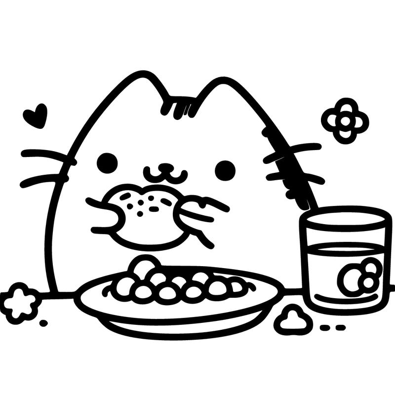 pusheen eating food
