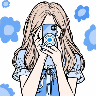 a realistic girl holding her phone taking pictures