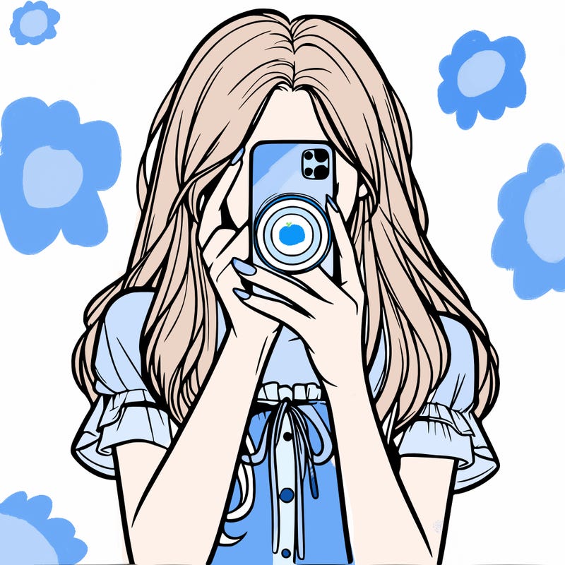 a realistic girl holding her phone taking pictures