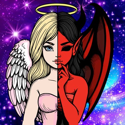 realistic angel half demon