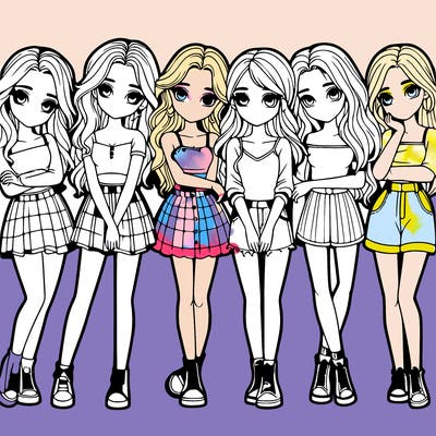 a group of girls realistic