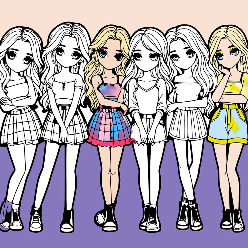 a group of girls realistic