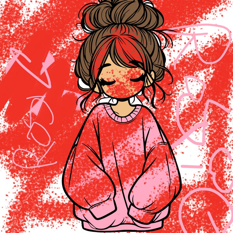 girl with baggy sweatshirt and messy bun