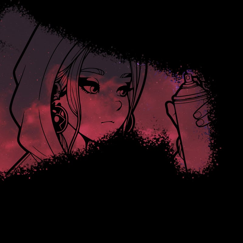 a realistic girl, spray painting