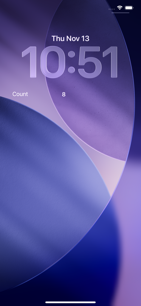 Action Counter – Tap and Track - iPhone lock screen showing the Action Counter widget with a count of 8