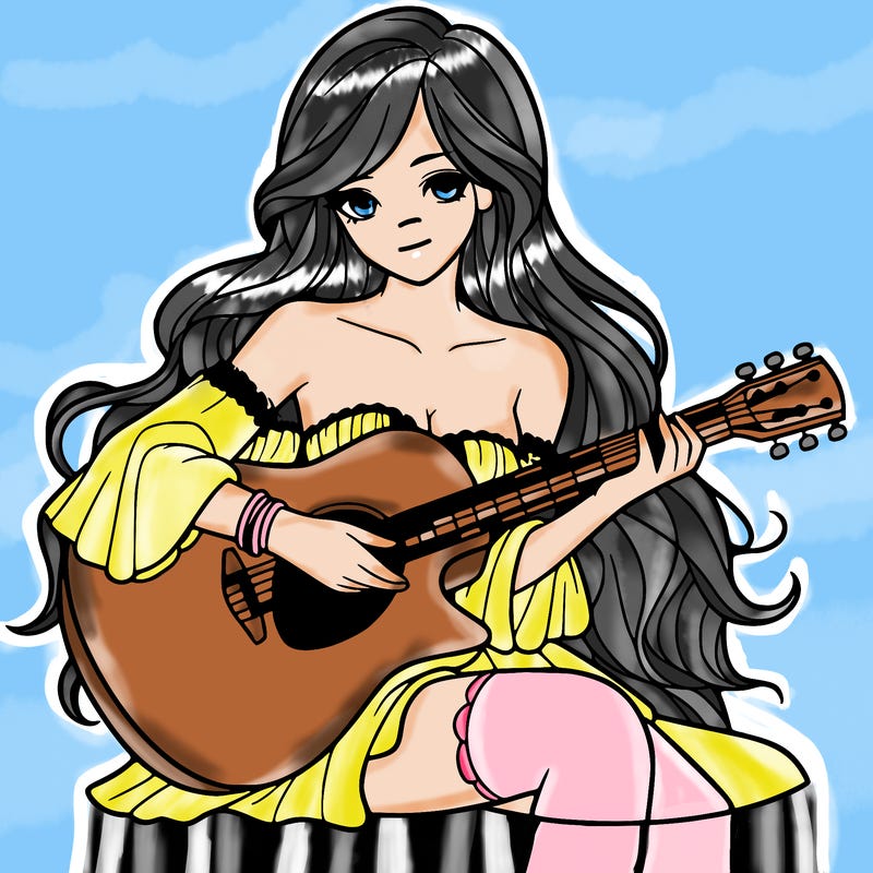 beautiful girl playing the guitar