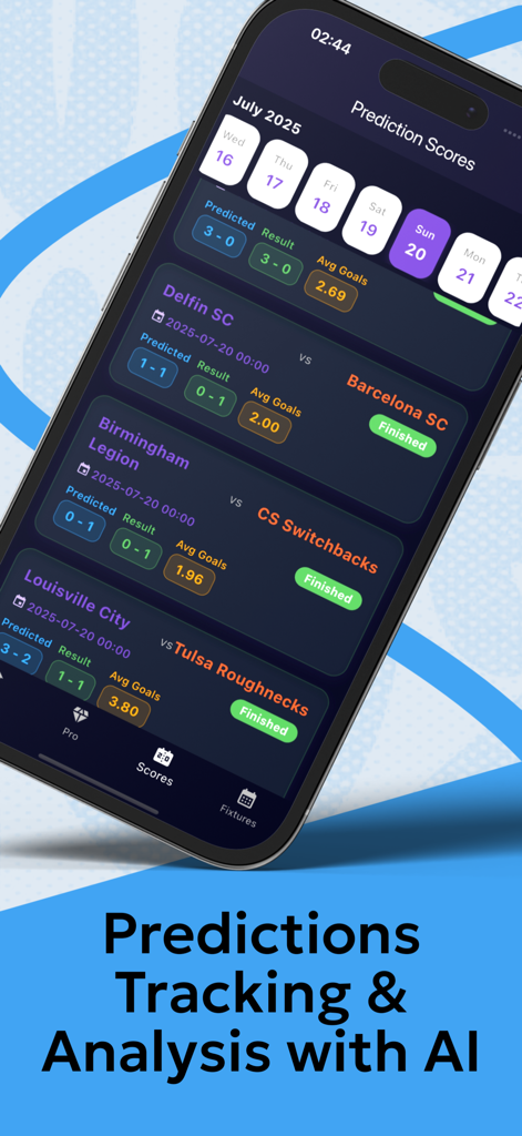 IntelPicks - Football stats - IntelPicks mobile app interface displaying AI driven football match predictions and results tracking