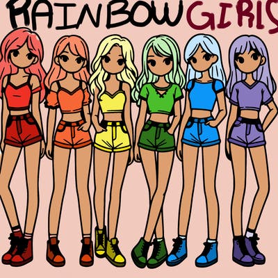 a group of girls wearing crop tops and shorts