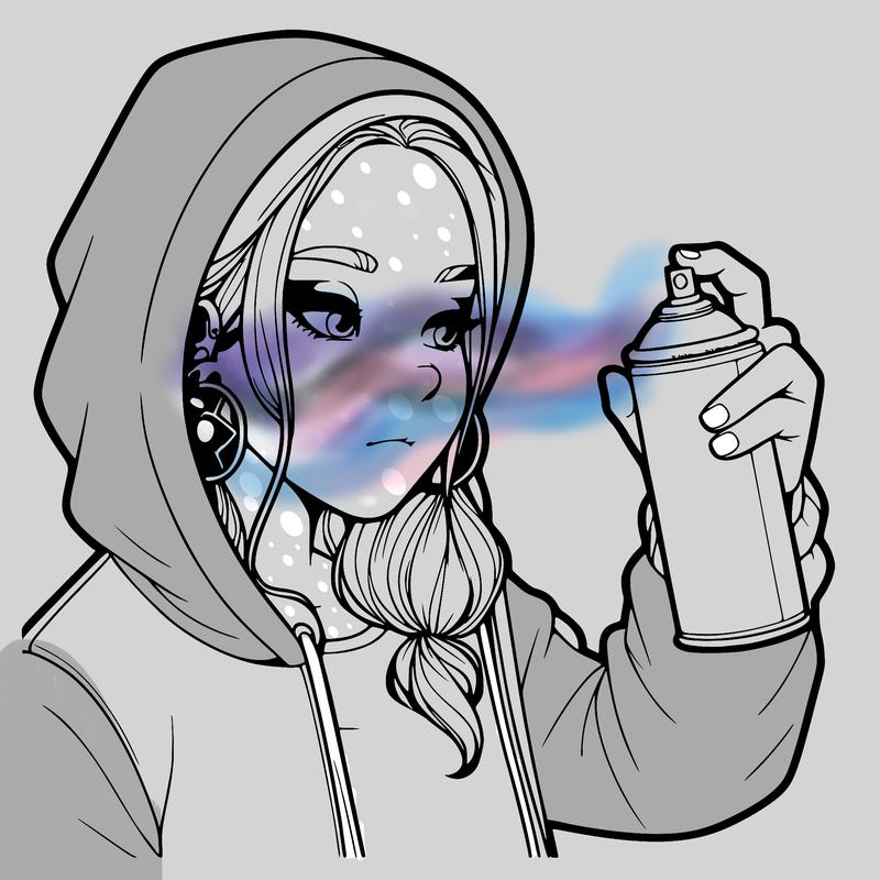 a realistic girl, spray painting